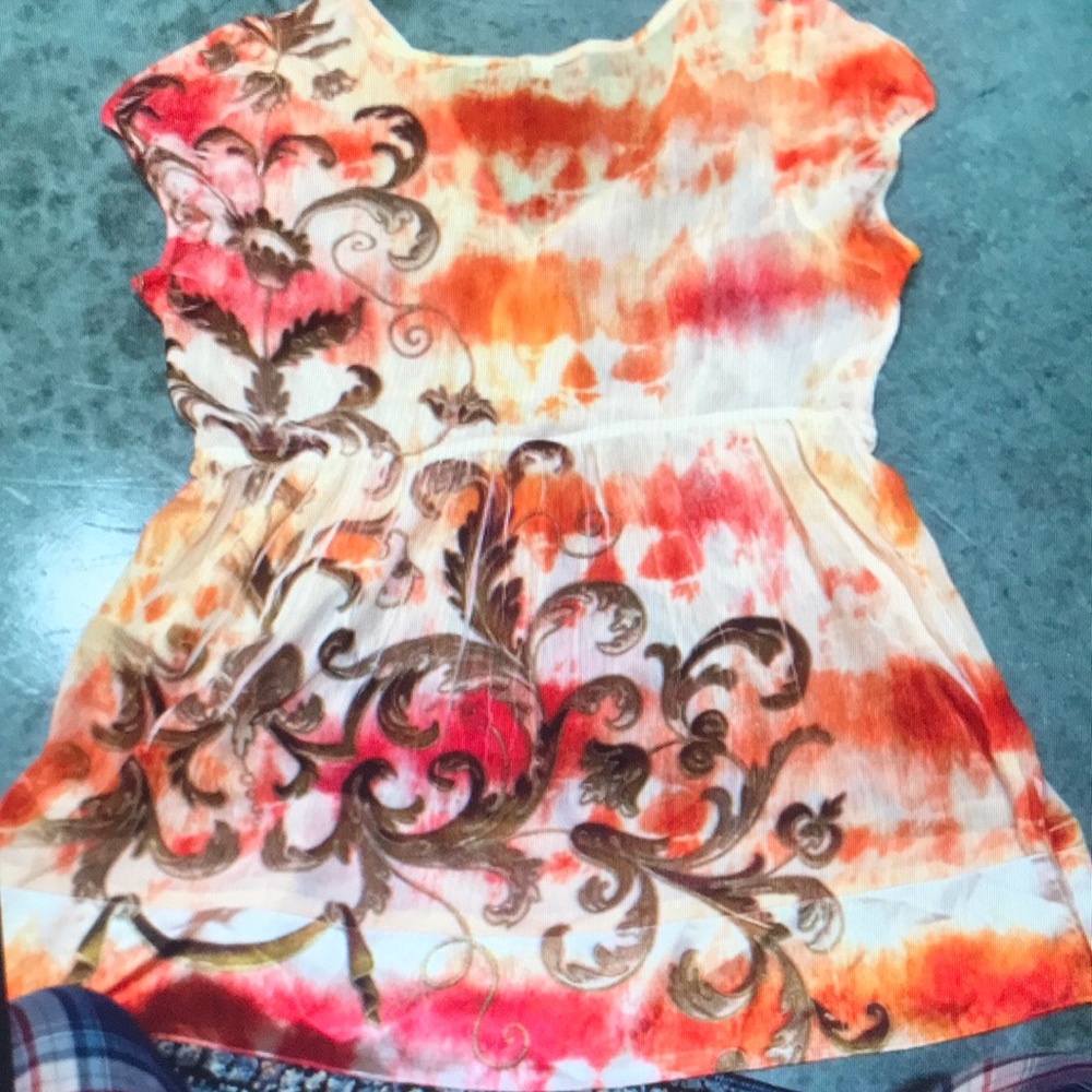 Floral Orange and Red Women's Top